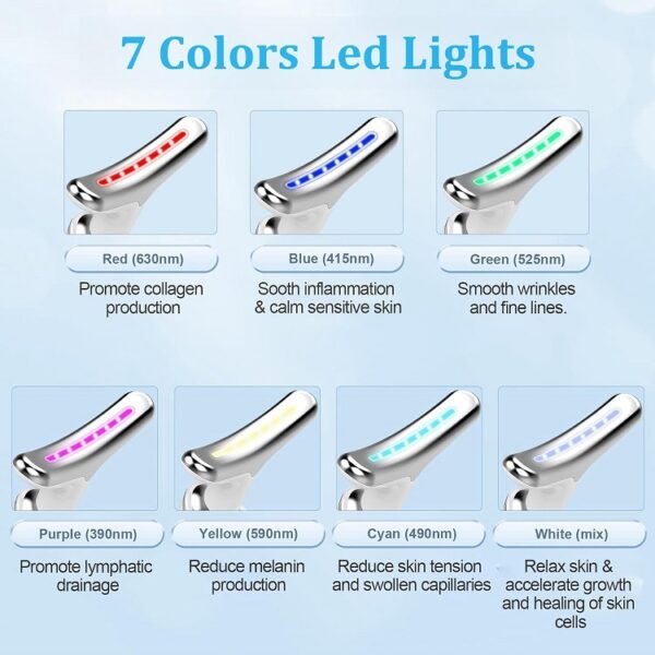 Face Massager, Anti-Aging Neck Eye Massager with 7 Colors 3 Modes, Facial Massager for Skin Care, Anti-Wrinkle Device for Slimming Face