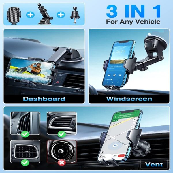 Car Phone Holder Rotatable Universal Mobile Phone Mount Dashboard Windscreen