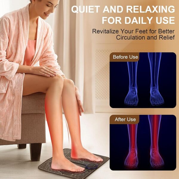 EMS Foot Massagers, Portable Electric Foot Massage Mat with 6 Modes & 9 Levels