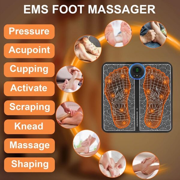 EMS Foot Massagers, Portable Electric Foot Massage Mat with 6 Modes & 9 Levels