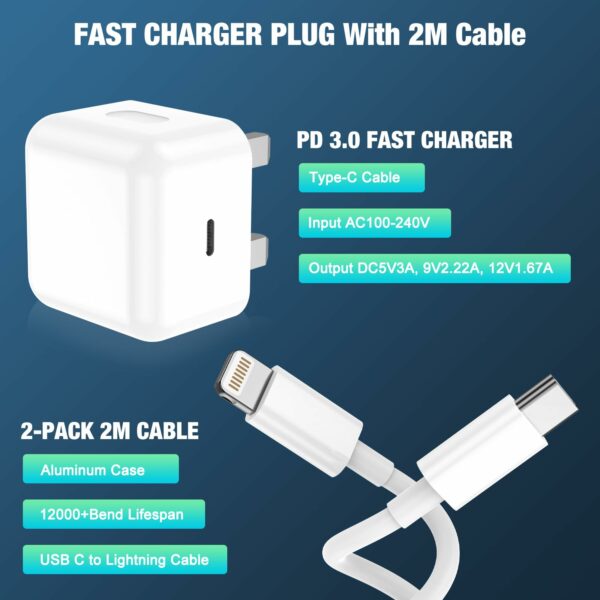 iPhone Charger Fast Charge 2Pack Fast Apple Charger Cable 2M/6FT iPhone Fast charger with USB C To Lightning Cable