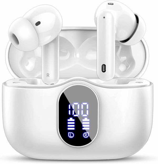 Wireless Earbuds, Bluetooth 5.3 Headphones In Ear with 4 ENC Noise Cancelling Mic, 2025 New Bluetooth Earphones Mini Deep Bass Stereo Sound