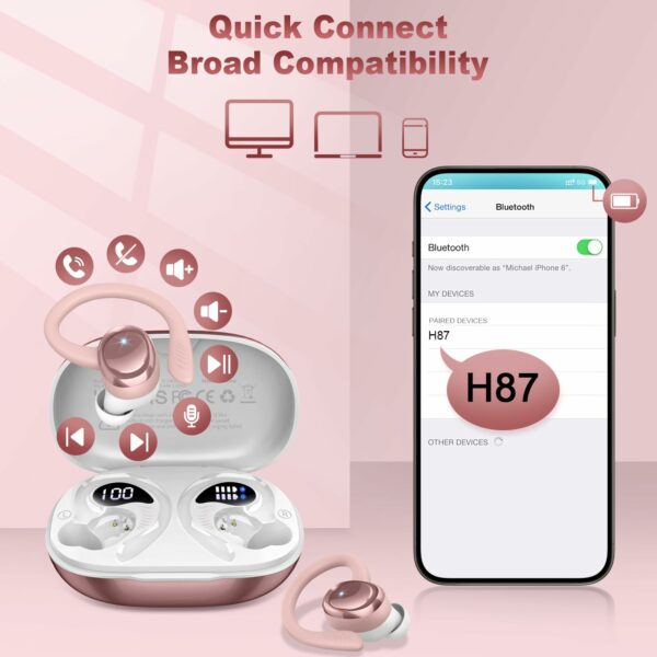 Wireless Earbuds, 2025 Bluetooth 5.4 Headphones Sport, Deep Bass Stereo in Ear Headphone, 4 ENC Noise Cancelling Mic Earphones, 50Hrs IP7 Waterproof