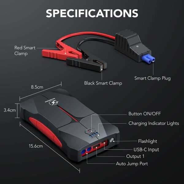 Car Jump Starter, FLYLINKTECH 4000A Peak 12V Portable Car Battery Jump Starter Booster (up to 9.0L Gas Or 8.5L Diesel Engine)