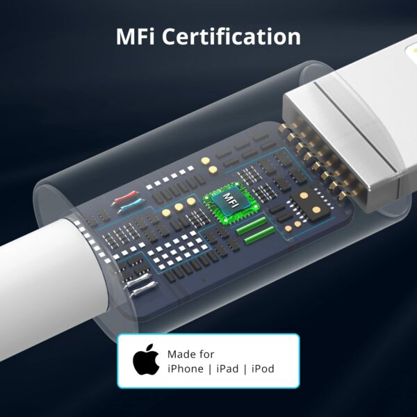 3M USB C to Lightning Cable [Apple MFi Certified] iPhone Fast Charger Cable USB-C Charging Cord for iPhone