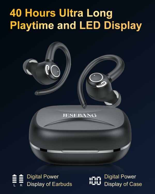 Wireless Earbuds, Bluetooth 5.3 Headphones, 2025 Wireless Earphones HiFi Stereo Sound with ENC Mic, Sport Headsets in Ear EarHooks for Running