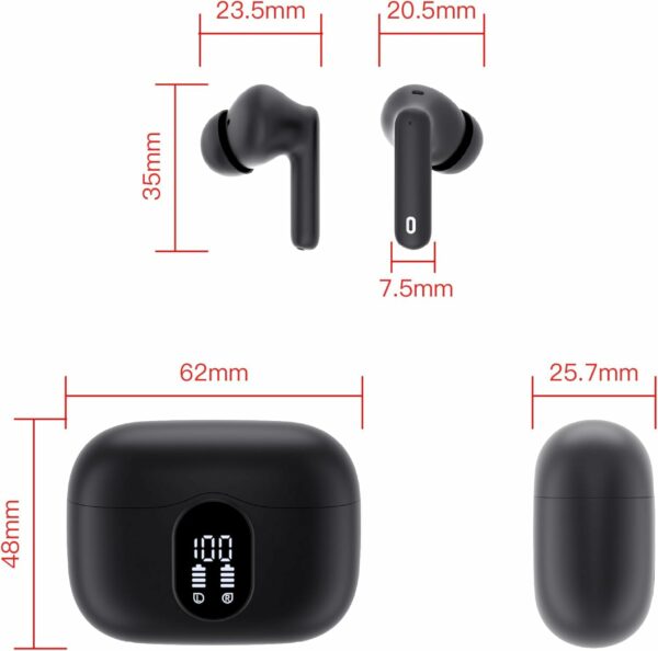 Wireless Earbuds, Bluetooth 5.3 Headphones In Ear with 4 ENC Noise Cancelling Mic, Btootos New Bluetooth Earbuds Mini Deep Bass Stereo Sound