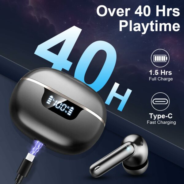 Wireless Earbuds, Bluetooth 5.4 Headphones with 4 ENC Noise Cancelling Microphone, Ear buds with HiFi Stereo Deep Bass, Bluetooth Earphones
