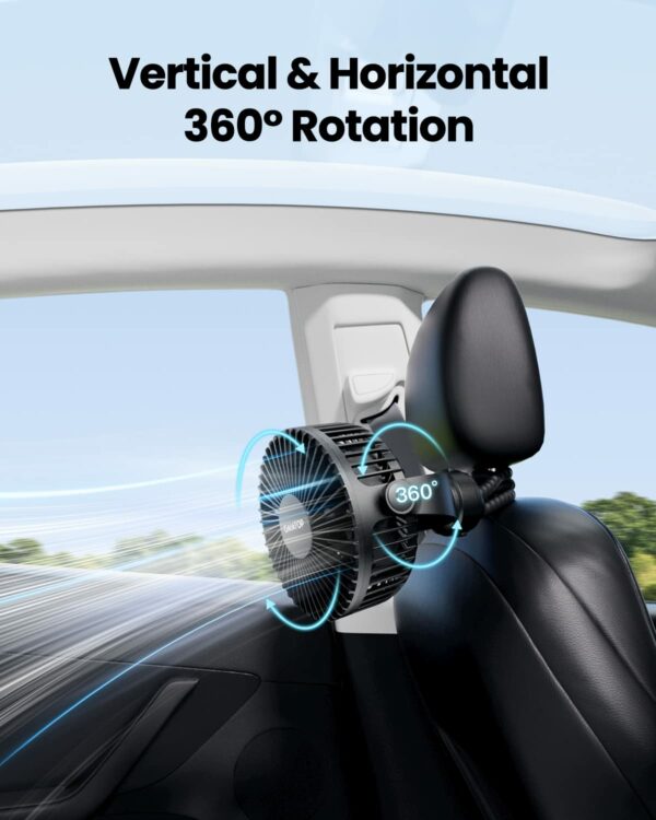 Gaiatop Mini Portable Pram Fan, Rechargeable Small Clip on Fan for Stroller, Detachable 3 Speed 360 Degree Rotate Flexible Tripod