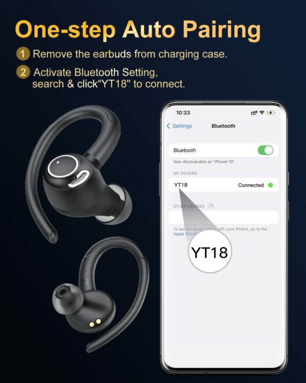 Wireless Earbuds, Bluetooth 5.3 Headphones, 2025 Wireless Earphones HiFi Stereo Sound with ENC Mic, Sport Headsets in Ear EarHooks for Running