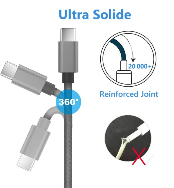 USB C Charger Cable 2M 2Pack USB A to USB C Type C Charger Fast Charging 3A Lead Braided for Samsung Galaxy S22 S21 S20,Pixel 8 7 6,PS5,Switch