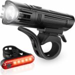 Super Bright Bike Light Set, Powerful LED USB Rechargeable Front Headlight and Back Taillight, 2000mah Lithium Battery, Waterproof