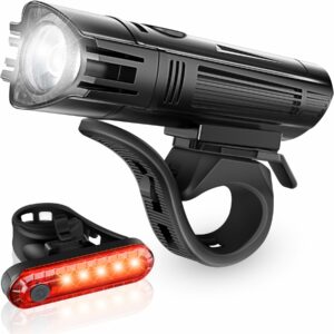 Super Bright Bike Light Set, Powerful LED USB Rechargeable Front Headlight and Back Taillight, 2000mah Lithium Battery, Waterproof