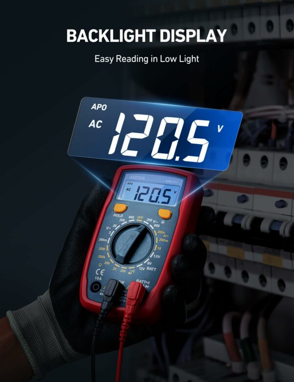 AstroAI Digital Multimeter Voltmeter Ohmmeter Ammeter Multi Tester Meter with Backlit LCD Electronic Test Meter Measures Voltage