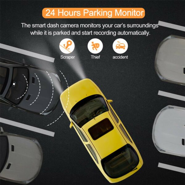ORSKEY Dash Cam for Cars Front and Rear and SD Card Included 1080P Full HD In Car Camera Dual Lens Dashcam for Cars