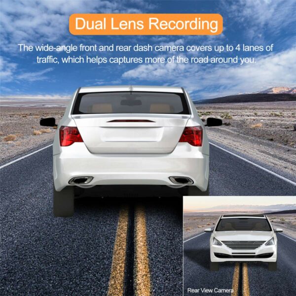 ORSKEY Dash Cam for Cars Front and Rear and SD Card Included 1080P Full HD In Car Camera Dual Lens Dashcam for Cars