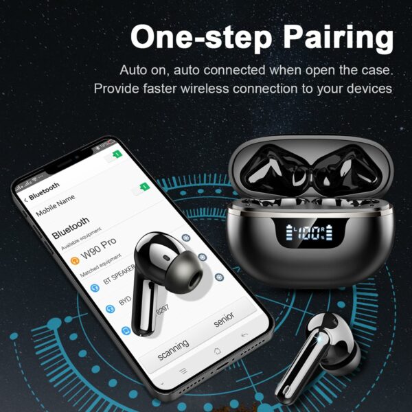 Wireless Earbuds, Bluetooth 5.4 Headphones with 4 ENC Noise Cancelling Microphone, Ear buds with HiFi Stereo Deep Bass, Bluetooth Earphones