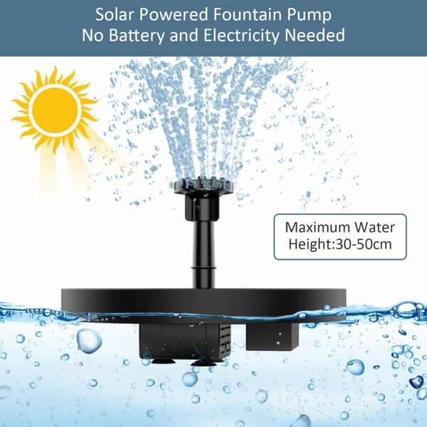 AISITIN Solar Water Fountain, Solar Powered Water Fountain with 6 Nozzles, Floating Solar Pond Pump for Bird Bath, Garden, Pond, Pool and Fish Tank