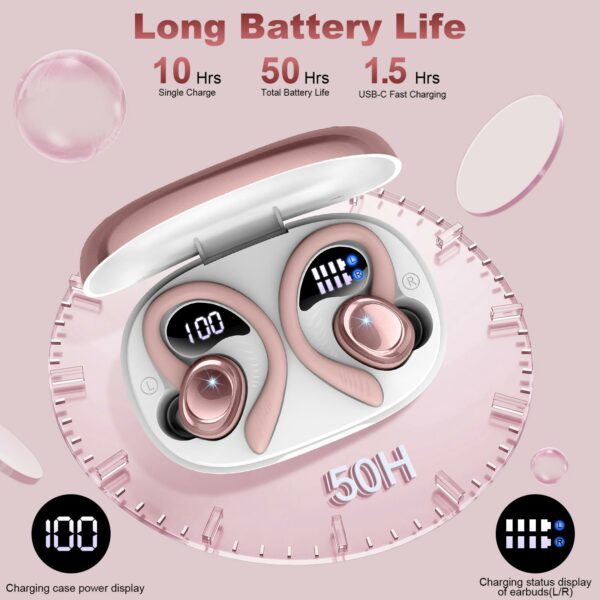 Wireless Earbuds, 2025 Bluetooth 5.4 Headphones Sport, Deep Bass Stereo in Ear Headphone, 4 ENC Noise Cancelling Mic Earphones, 50Hrs IP7 Waterproof