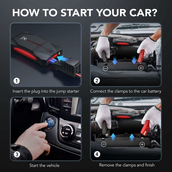 Car Jump Starter, FLYLINKTECH 4000A Peak 12V Portable Car Battery Jump Starter Booster (up to 9.0L Gas Or 8.5L Diesel Engine)