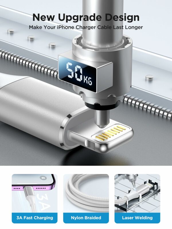iPhone Charger Cable 2M, MFi Certified Lightning Cable Fast Charging iPhone Cable Lead Nylon Lightning to USB Cable for iPhone