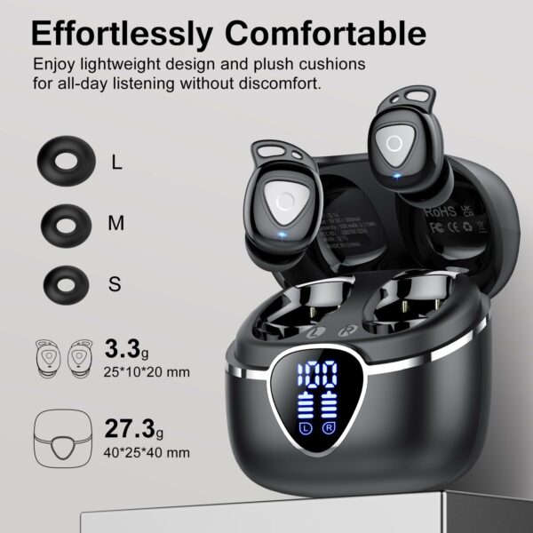 Wireless Earbuds, Sleep Earbuds Bluetooth 5.4 Headphones In Ear with ENC Noise Cancelling Mic, 40H Bluetooth Ear Buds with Sleep Mode HiFi Stereo