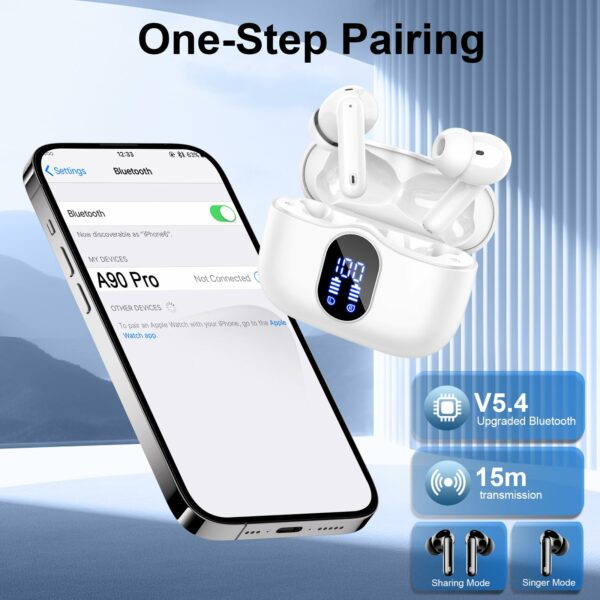 Wireless Earbuds, Bluetooth 5.3 Headphones In Ear with 4 ENC Noise Cancelling Mic, 2025 New Bluetooth Earphones Mini Deep Bass Stereo Sound