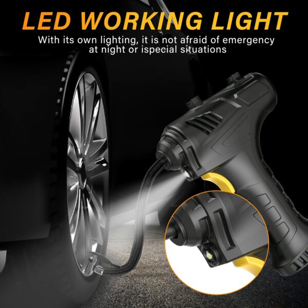 Petrinda Cordless Tyre Inflator Air Compressor, 12V USB Rechargeable Battery 150PSI Portable Car Tyre Pump, Electric Digital Tyre Pump with LED Light