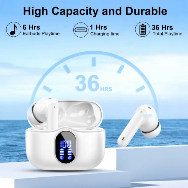 Wireless Earbuds, Bluetooth 5.3 Headphones In Ear with 4 ENC Noise Cancelling Mic, 2025 New Bluetooth Earphones Mini Deep Bass Stereo Sound
