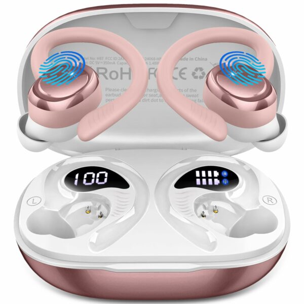 Wireless Earbuds, 2025 Bluetooth 5.4 Headphones Sport, Deep Bass Stereo in Ear Headphone, 4 ENC Noise Cancelling Mic Earphones, 50Hrs IP7 Waterproof
