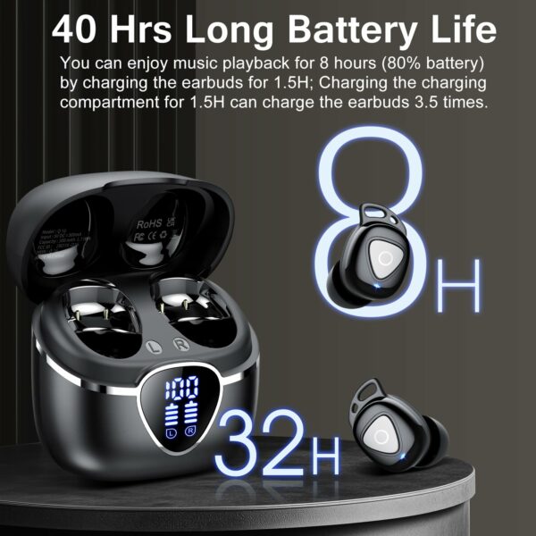 Wireless Earbuds, Sleep Earbuds Bluetooth 5.4 Headphones In Ear with ENC Noise Cancelling Mic, 40H Bluetooth Ear Buds with Sleep Mode HiFi Stereo