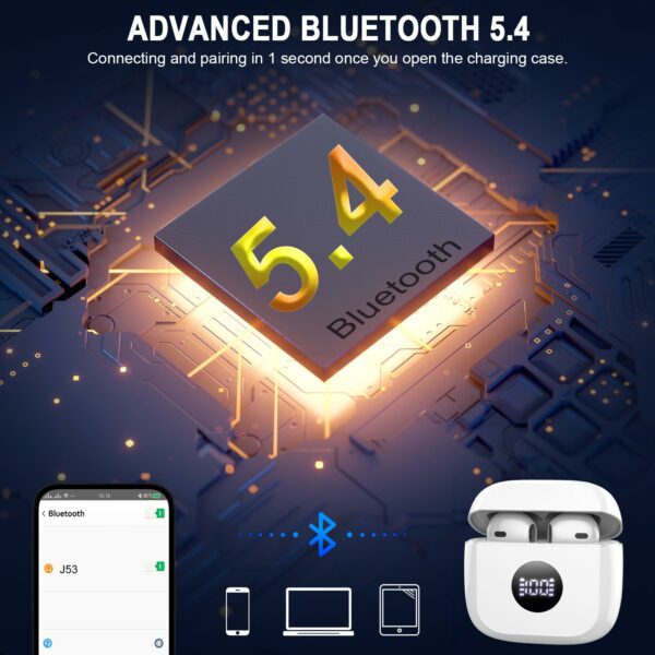 Wireless Earbuds, Bluetooth 5.4 Headphones in Ear with 4 ENC Noise Cancelling Mic, Bluetooth Earbuds 40Hrs Playtime, HiFi Stereo Deep Bass Wireless
