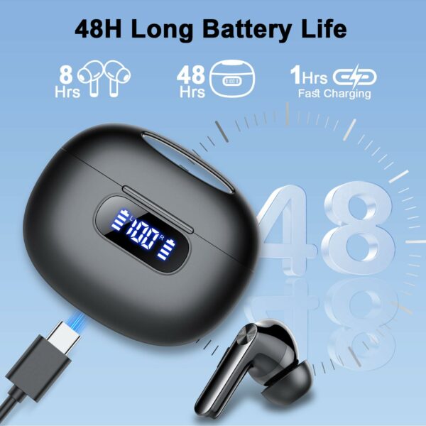 Ear buds Wireless Earbuds, Bluetooth 5.3 Headphones 2025 NEW Wireless Earphones, 4 ENC Noise Cancelling Mic, HiFi Stereo, 48H Playtime