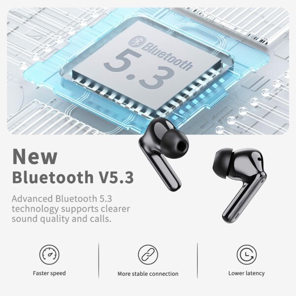 Wireless Earbuds, Bluetooth 5.3 Headphones in Ear with HiFi Stereo Deep Bass, 40H Playtime Wireless Earphones mit 4 ENC Noise Cancelling Mic