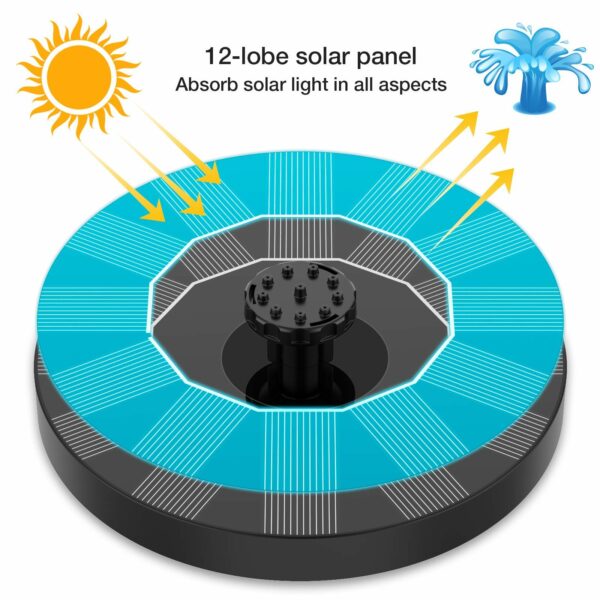 AISITIN Solar Water Fountain, Solar Powered Water Fountain with 6 Nozzles, Floating Solar Pond Pump for Bird Bath, Garden, Pond, Pool and Fish Tank