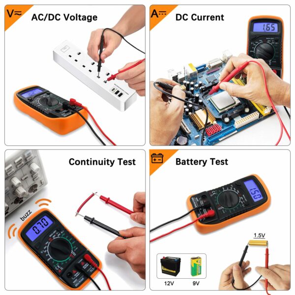 Beizkna Digital Multimeter Voltmeter Battery Voltage Multi Tester AC DC Volt OHM Amp Current Meter Continuity Circuit Resistance Electrical Tester