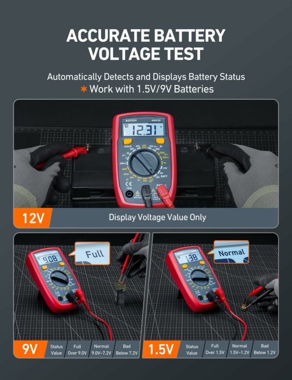 AstroAI Digital Multimeter Voltmeter Ohmmeter Ammeter Multi Tester Meter with Backlit LCD Electronic Test Meter Measures Voltage
