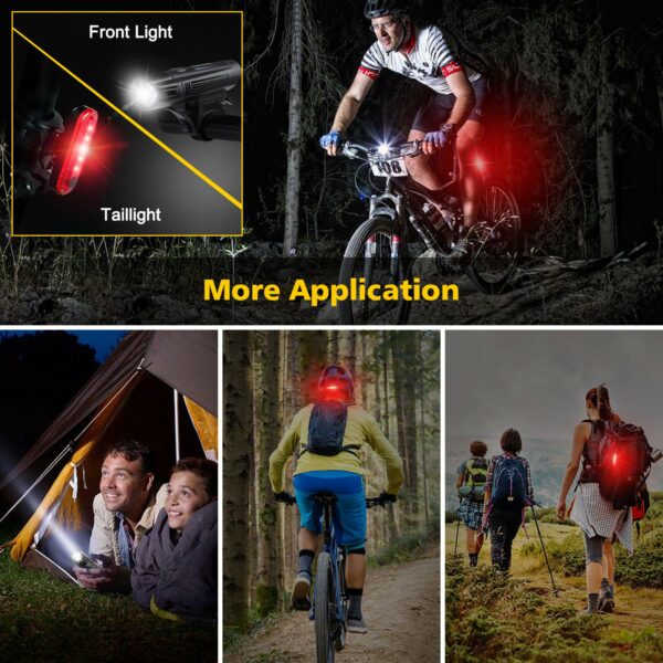 Super Bright Bike Light Set, Powerful LED USB Rechargeable Front Headlight and Back Taillight, 2000mah Lithium Battery, Waterproof