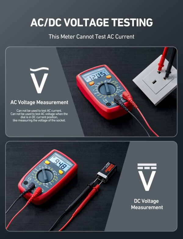 AstroAI Digital Multimeter Voltmeter Ohmmeter Ammeter Multi Tester Meter with Backlit LCD Electronic Test Meter Measures Voltage