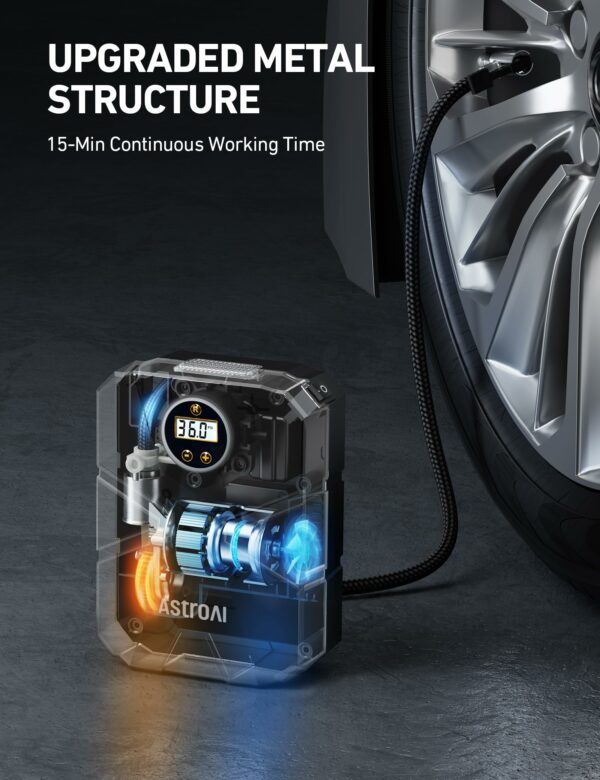 AstroAI Tyre Inflator Air Compressor 12V DC, Digital Car Tyre Pump 150 PSI, Preset Tyre Pressure & Auto Shutoff, Electric Air Pump