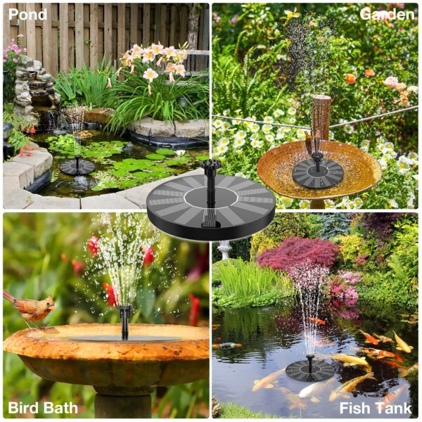 AISITIN Solar Water Fountain, Solar Powered Water Fountain with 6 Nozzles, Floating Solar Pond Pump for Bird Bath, Garden, Pond, Pool and Fish Tank