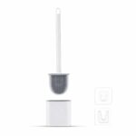 Toilet Brushes & Holders, Deep Cleaner Silicone Toilet Brush, Flat Toilet Brush with Long Handle, Quick Drying Loo Brush and Holder