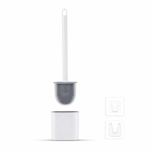 Toilet Brushes & Holders, Deep Cleaner Silicone Toilet Brush, Flat Toilet Brush with Long Handle, Quick Drying Loo Brush and Holder