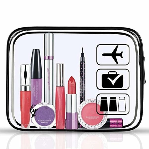 Clear Travel Toiletries Bag, 2 Pcs TSA Approved Toiletry Bag with Zippers Travel Accessories Portable Waterproof Cosmetic Clear Makeup Bag