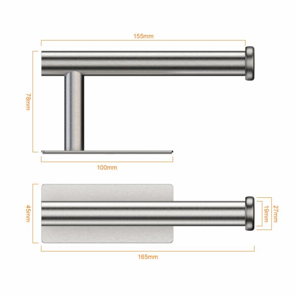 Chrome Toilet Roll Holder Wall Mounted, Self Adhesive Toilet Paper Holder for Bathroom & Kitchen, Waterproof, No Drilling
