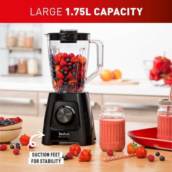Tefal Blendforce II Blender, 2L Plastic Jug, 1.25L Effective Capacity, 600W, 4 Removable Stainless Steel Blades, Smoothie Blender