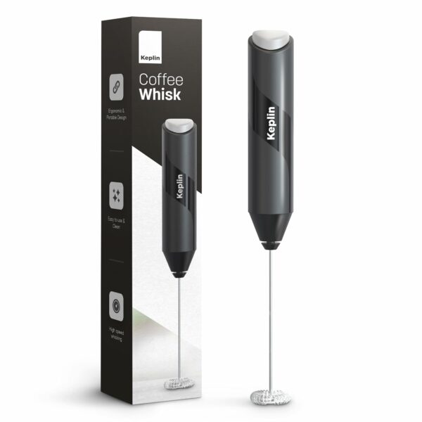 Handheld Milk Frother - Stainless Steel Electric Whisk - Portable Battery-Operated Coffee Frother for Lattes, Matcha, Protein Shakes