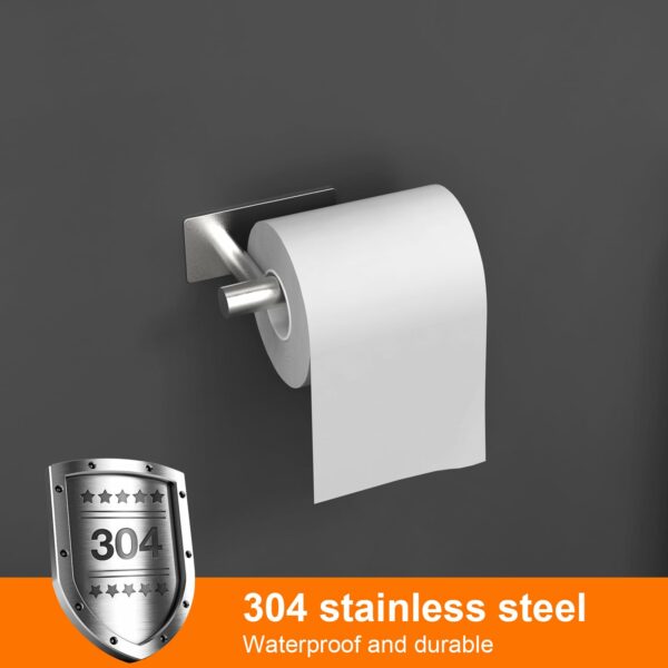 Chrome Toilet Roll Holder Wall Mounted, Self Adhesive Toilet Paper Holder for Bathroom & Kitchen, Waterproof, No Drilling