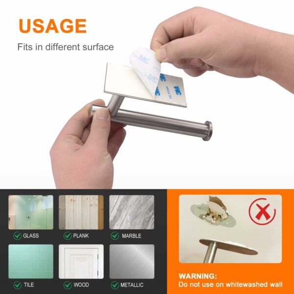 Chrome Toilet Roll Holder Wall Mounted, Self Adhesive Toilet Paper Holder for Bathroom & Kitchen, Waterproof, No Drilling