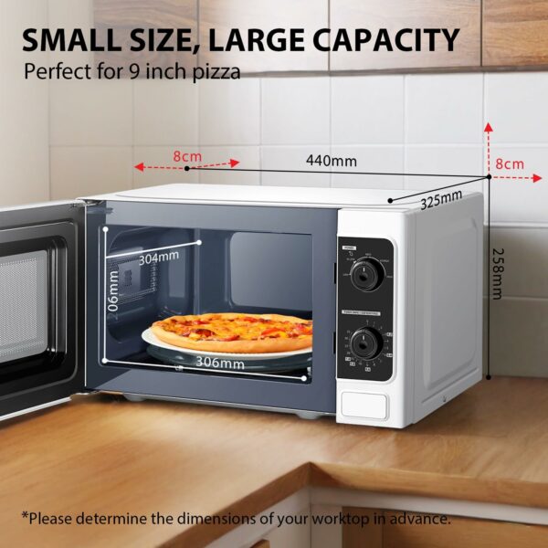 TOSHIBA 20 Liter 800W Manual Control Solo Small Microwave, Compact with 5 Power Levels, Automatic Defrost Function